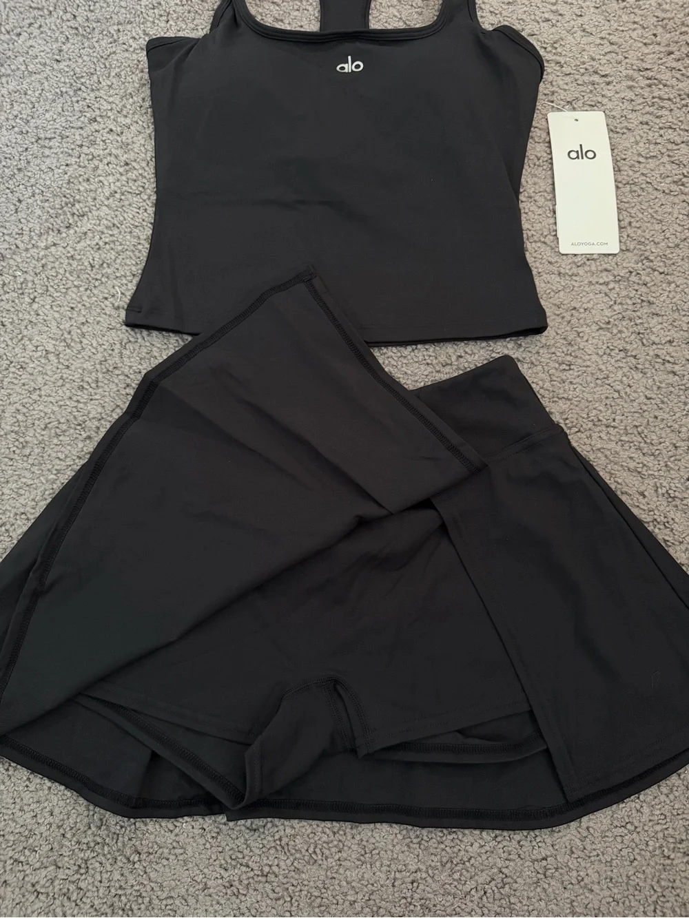 alo black Tank and Skirt Set
